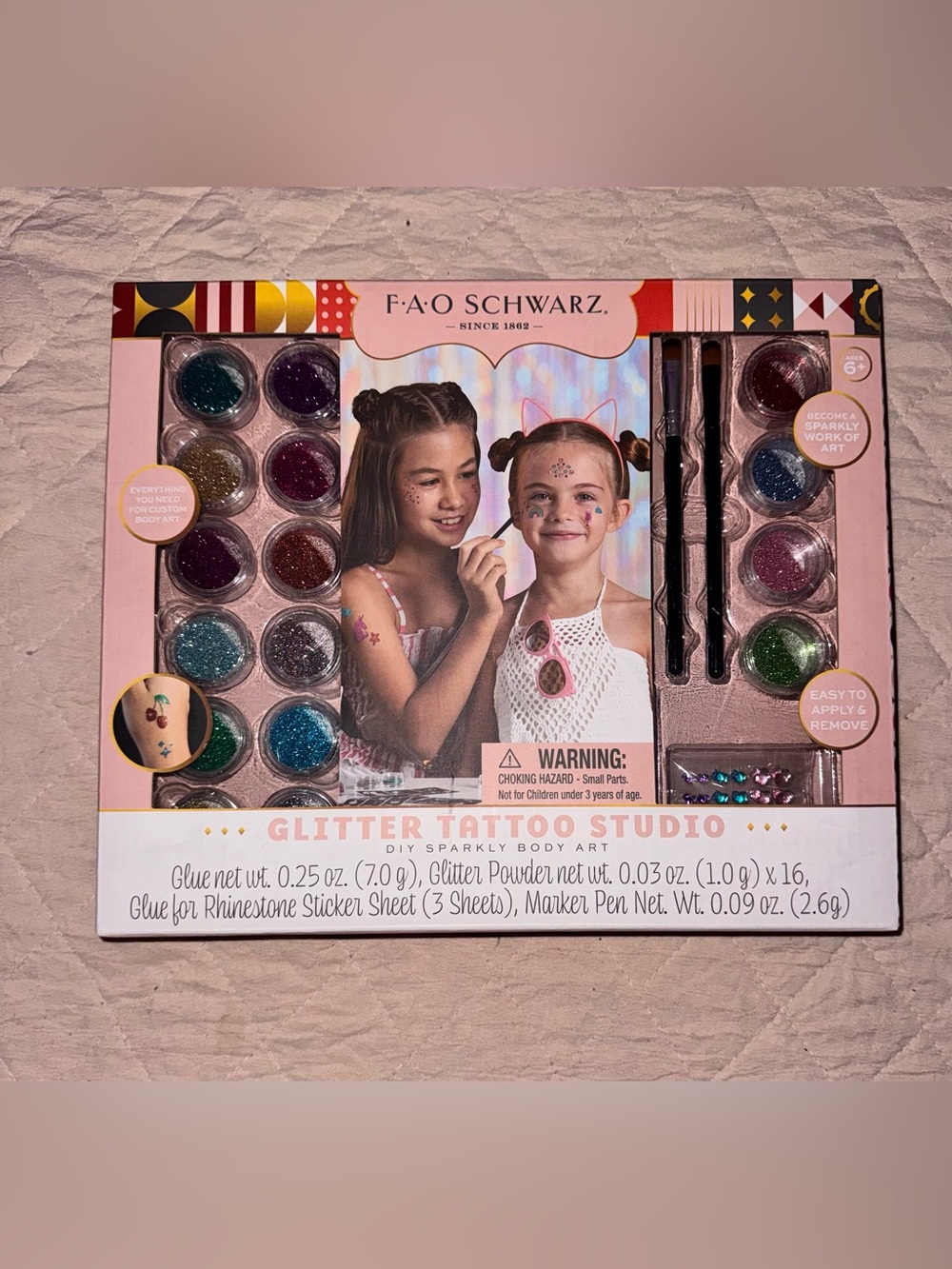 FAO Schwarz Glitter Tattoo Studio - Pink & Multicolor Glitter Set